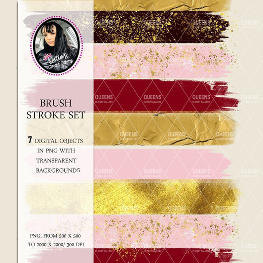 Brush Stroke Clipart, Brush strokes png, Brush Strokes Sublimation Design, Glam, Glitter, Hand Drawn Clipart, PNG Files, Digital Download