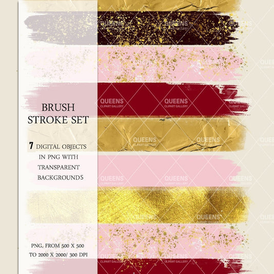 Brush Stroke Clipart, Brush strokes png, Brush Strokes Sublimation Design, Glam, Glitter, Hand Drawn Clipart, PNG Files, Digital Download