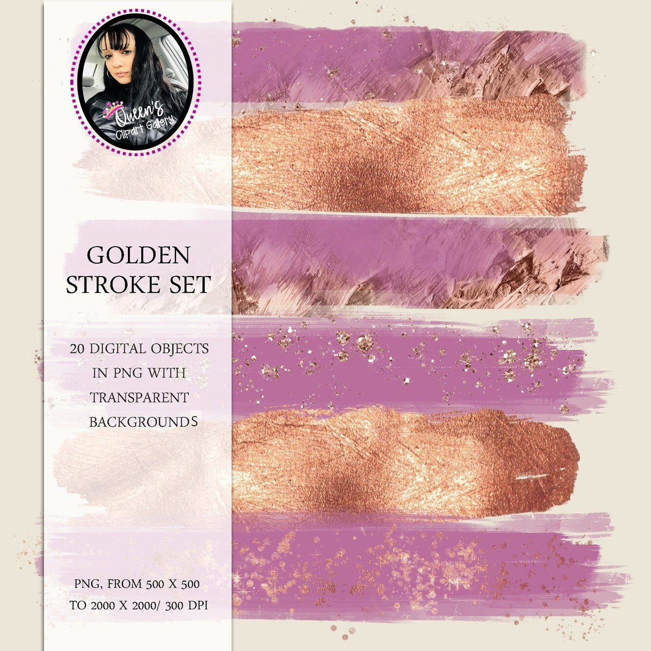 Brush Stroke Clipart, Golden Brush strokes, Brush Strokes Sublimation Design, Glam, Glitter, Hand Drawn Clipart, PNG Files, Digital Download