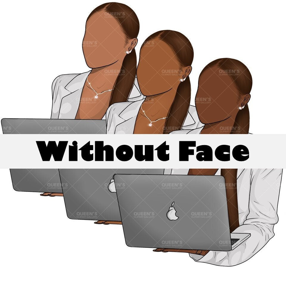 Afro Girl with Laptop Clipart