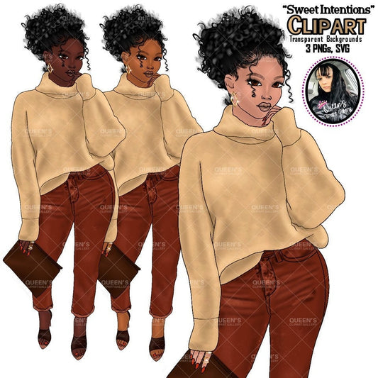 Afro girl clipart, Fashion clipart, Black woman clipart, Black girl magic, Fashion girl clipart, Girl boss clipart, Black girl png, Curvy