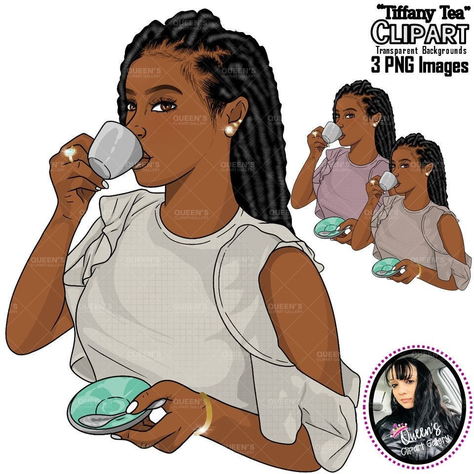 Afro Black Girl Digital Sticker  Clipart