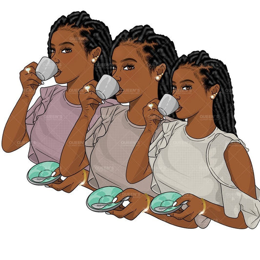 Afro Black Girl Digital Sticker Clipart