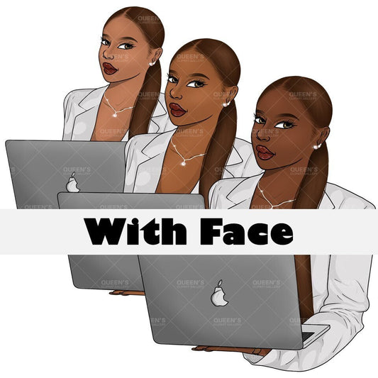 Afro Girl with Laptop Clipart