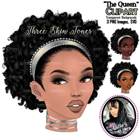 Afro Woman Clipart, African American Woman Face Clipart, Black Girl Magic, Fashion Clipart, Afro Woman, Girl Boss, Black Queen, Makeup