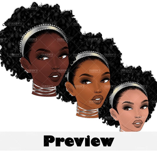 Afro Woman Clipart, African American Woman Face Clipart, Black Girl Magic, Fashion Clipart, Afro Woman, Girl Boss, Black Queen, Makeup