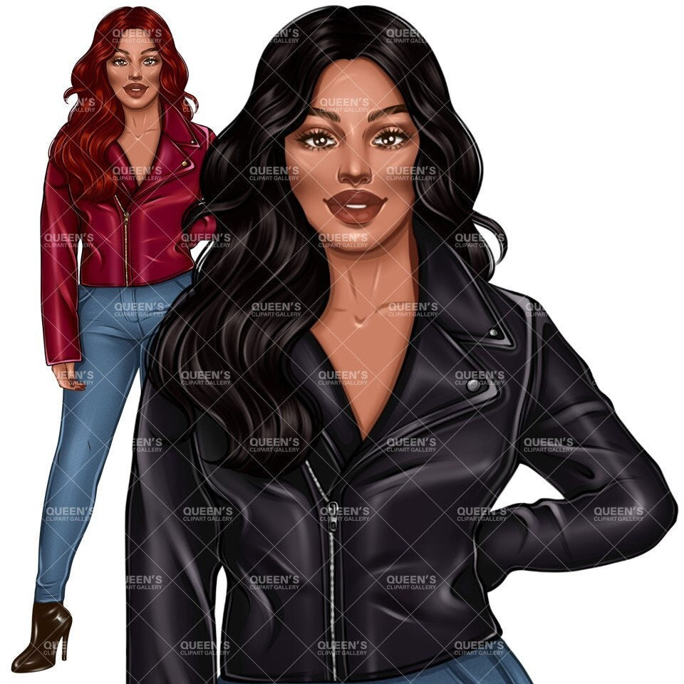 Curvy Denim Girls, Jeans Girl Clipart, Curvy girl clipart, Woman clipart, Fashion girl clipart, Girl boss clipart, Fashion illustration