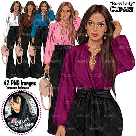 Boss girl, Fashion girl clipart, Fashion illustration clipart, Boss lady clipart, White woman clipart, Business woman, Curvy woman png