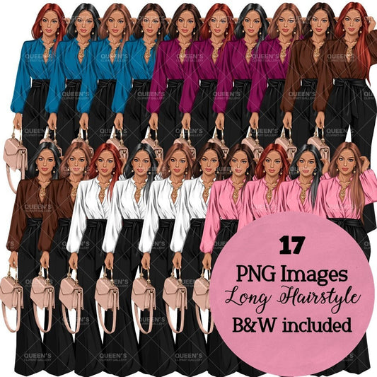 Boss girl, Fashion girl clipart, Fashion illustration clipart, Boss lady clipart, White woman clipart, Business woman, Curvy woman png