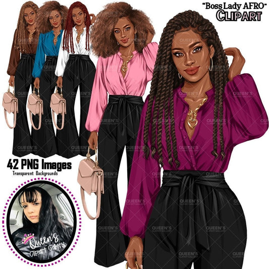 Black girl magic PNG, Afro girl clipart, Fashion girl clipart, Black woman clipart, Boss lady, Curvy girl clipart, African American woman