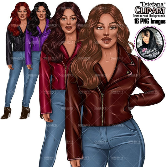 Curvy Denim Girls, Jeans Girl Clipart, Curvy girl clipart, Woman clipart, Fashion girl clipart, Girl boss clipart, Fashion illustration