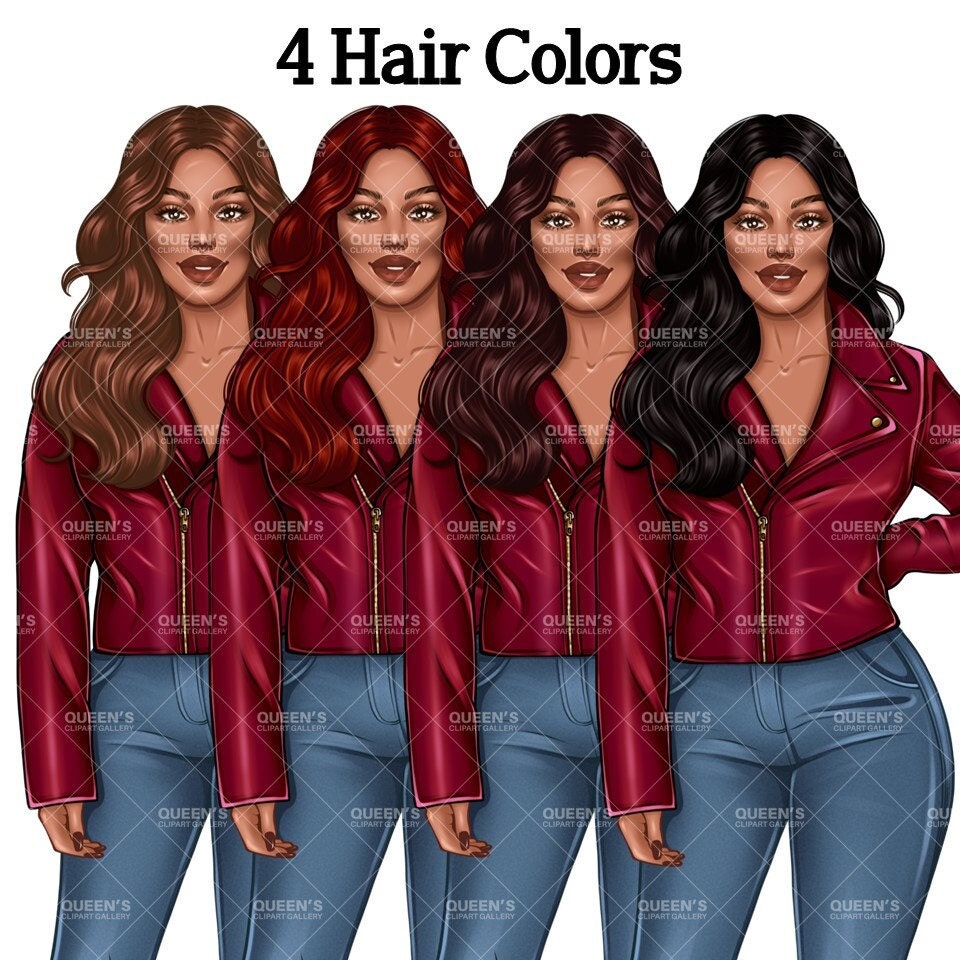 Curvy Denim Girls, Jeans Girl Clipart, Curvy girl clipart, Woman clipart, Fashion girl clipart, Girl boss clipart, Fashion illustration