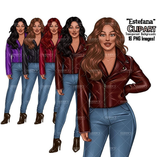 Curvy Denim Girls, Jeans Girl Clipart, Curvy girl clipart, Woman clipart, Fashion girl clipart, Girl boss clipart, Fashion illustration