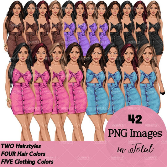 Summer fashion clipart, Fashion girl clipart, Fashion illustration clipart, Lady clipart, White woman clipart, Fashion doll, Curvy woman