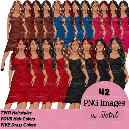 Elegant woman, Fashion girl clipart, Fashion illustration clipart, Boss lady clipart, Woman in dress clipart, Red dress, White woman clipart, Woman in dress, Curvy woman png