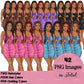 Summer fashion clipart, Fashion girl clipart, Fashion illustration clipart, Lady clipart, Black girl PNG, Fashion doll, Curvy woman, Afro girl, Black girl magic
