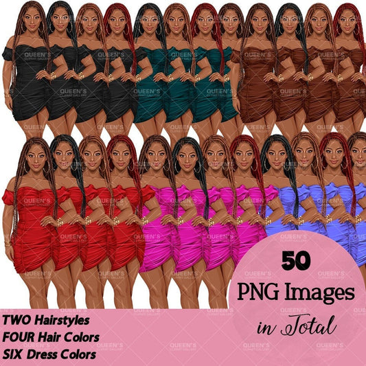 Elegant woman, Woman in dress, Black girl magic, Afro girl clipart, Fashion girl clipart, Black woman clipart, Boss lady, Curvy girl clipart